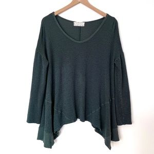 Sinuous Emerald Green Waffle Knit Top